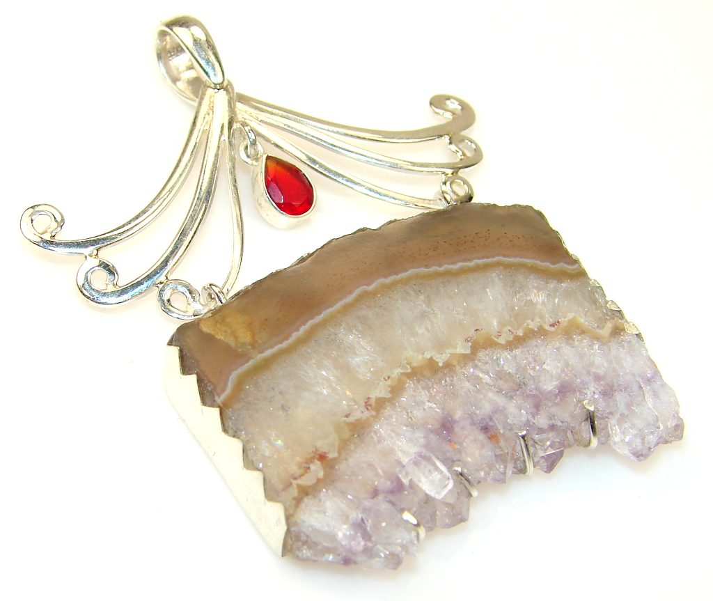 Abstract Amethyst Cluster Sterling Silver Pendant
