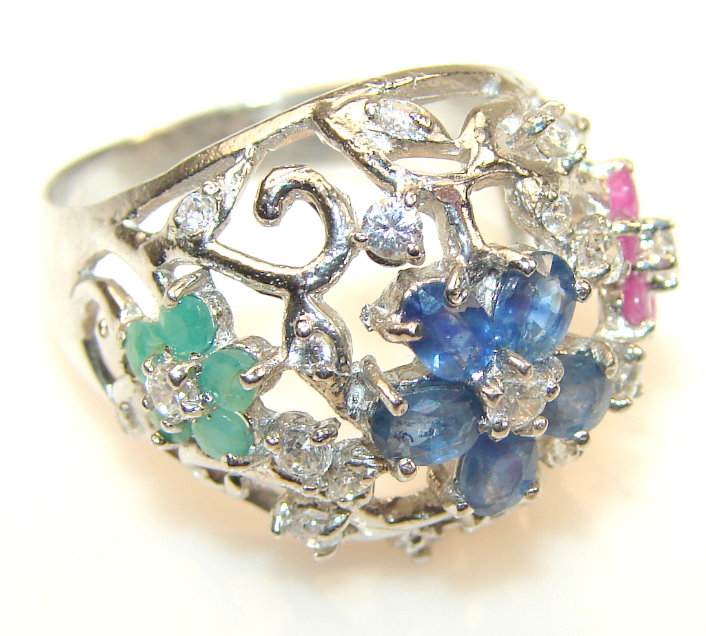 Wolrd Of Blue Sapphire Sterling Silver ring s. 9