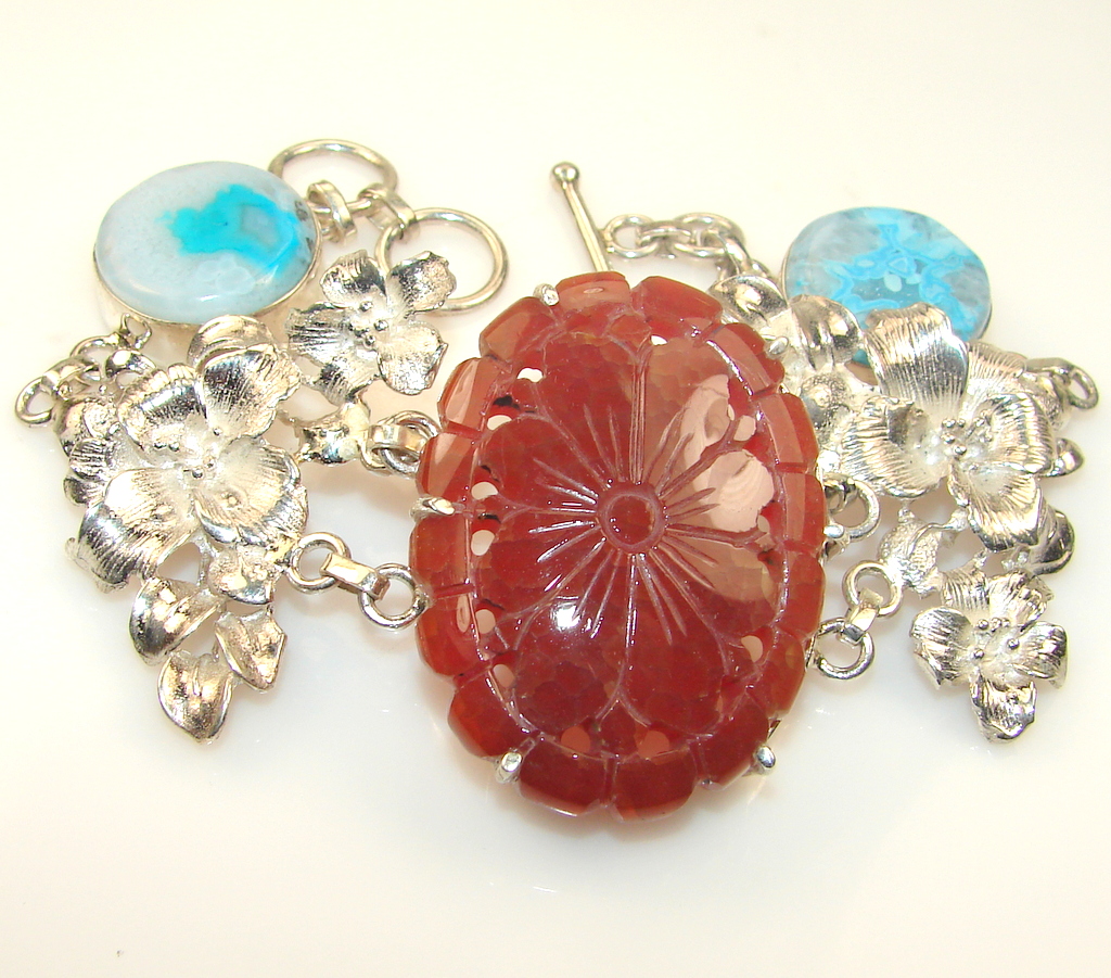Unique Carnelian Sterling Silver Bracelet