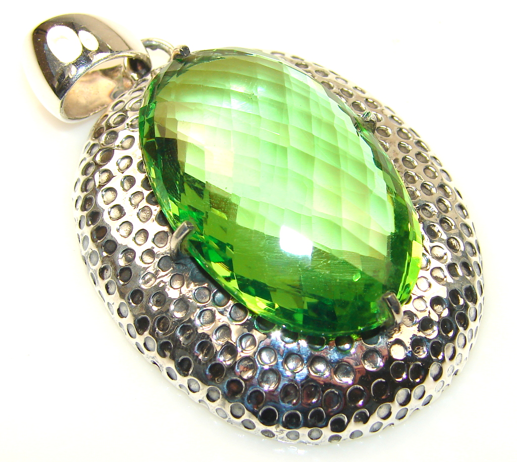 Excellent Green Quartz Sterling Silver Pendant Gigatags