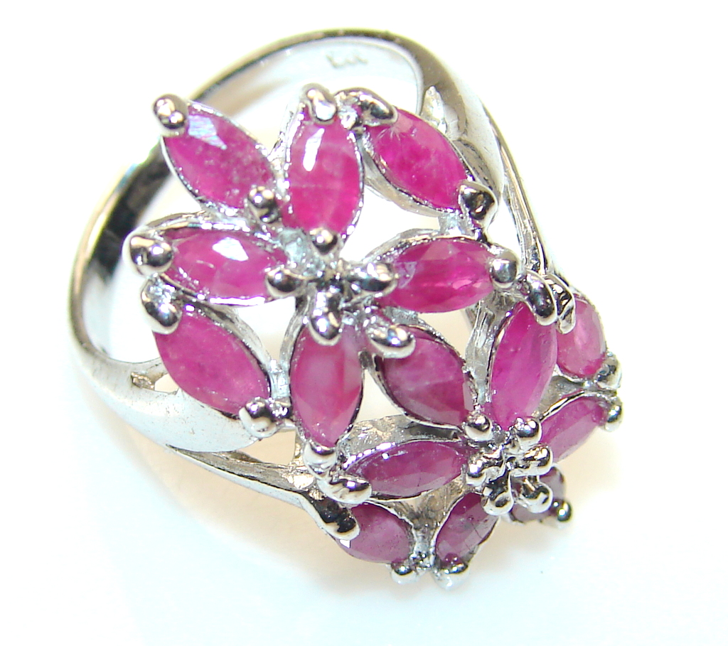 Azure Fruit Pink Ruby Sterling Silver Ring s. 5 3/4