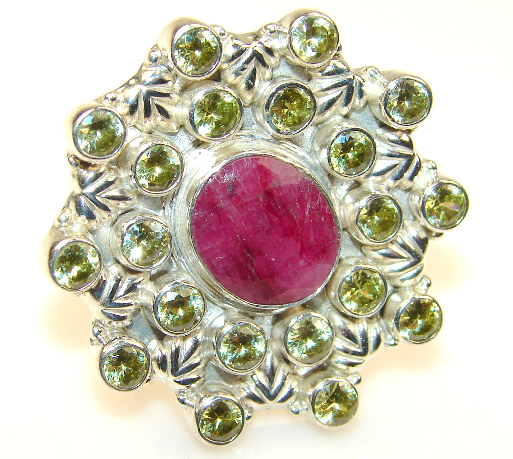 Natural Beauty Ruby Sterling Silver Ring s. 9 1/4