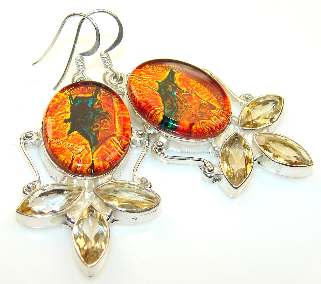 River Secret Dichroic Glass Sterling Silver earrings