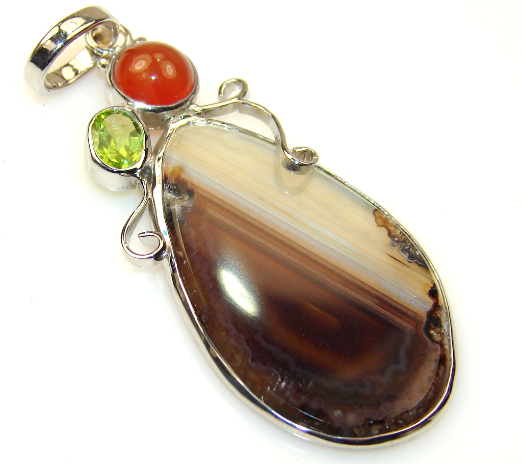 Abstract Botswana Agate Sterling Silver Pendant