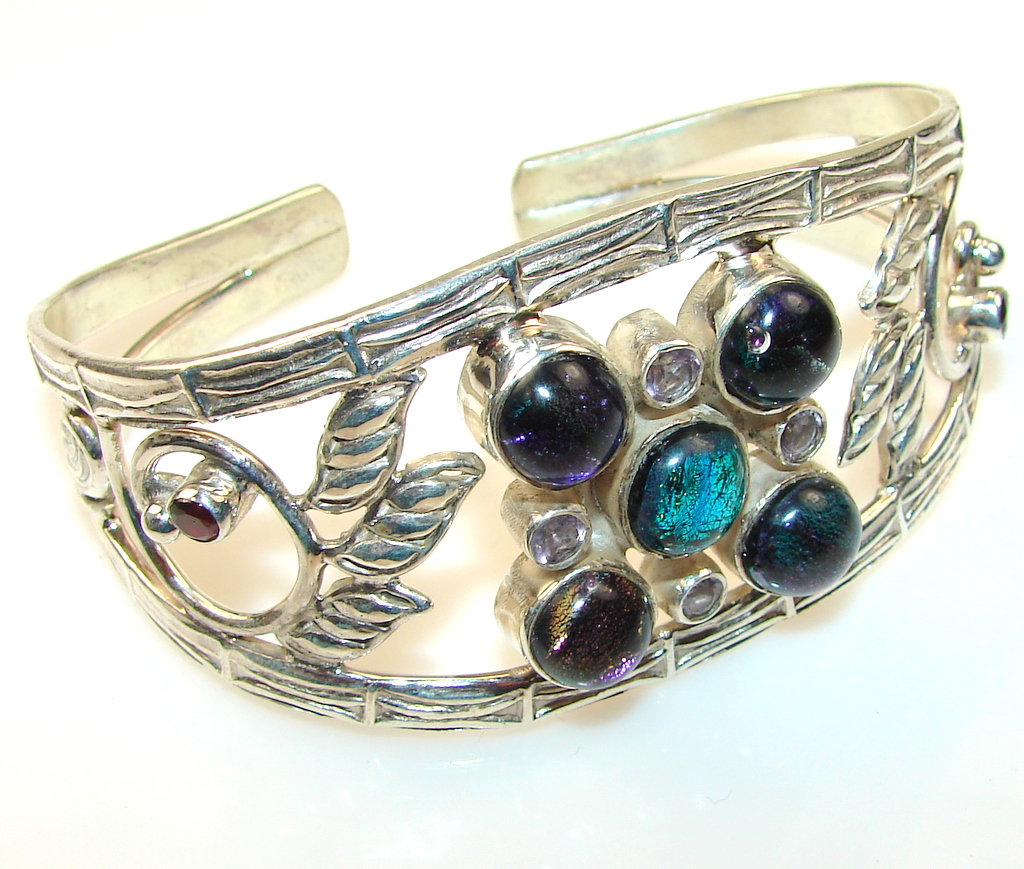 Design Dichroic Glass Sterling Silver Bracelet / Cuff