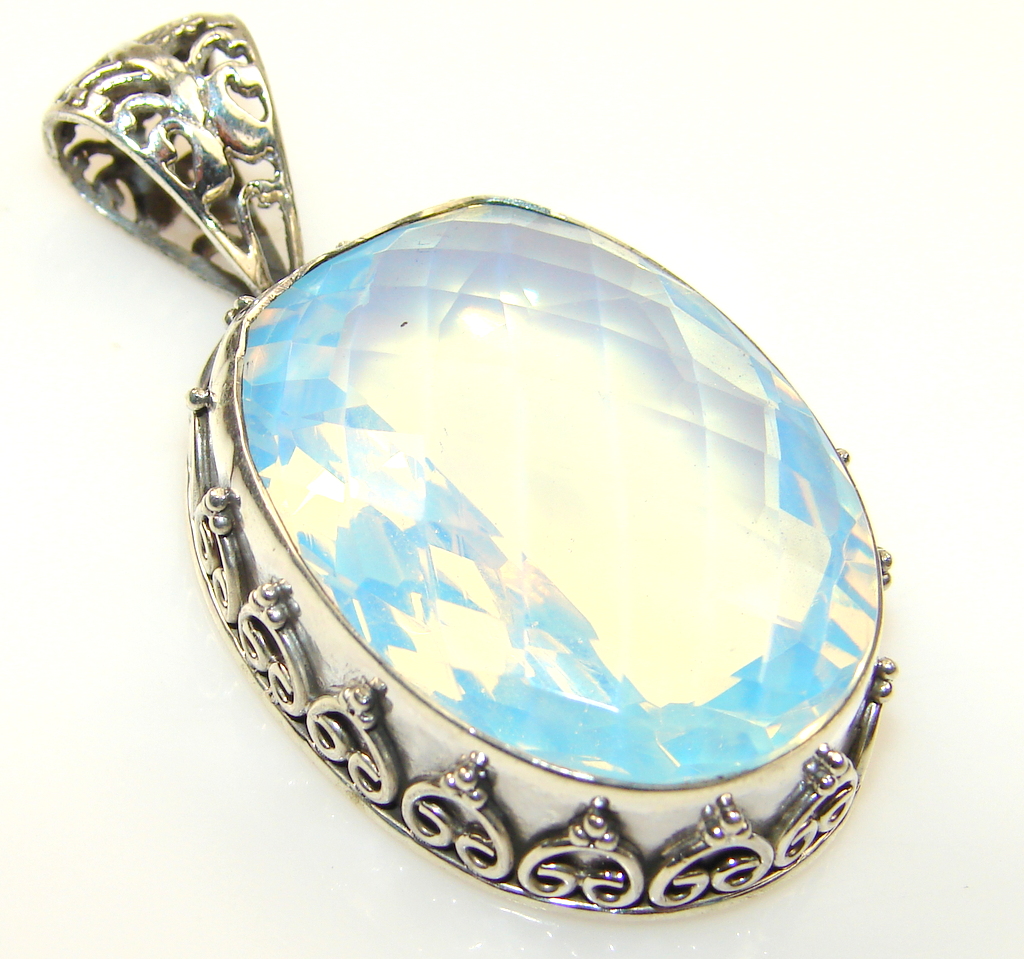 Solid Opalite Sterling Silver Pendant Blueverse