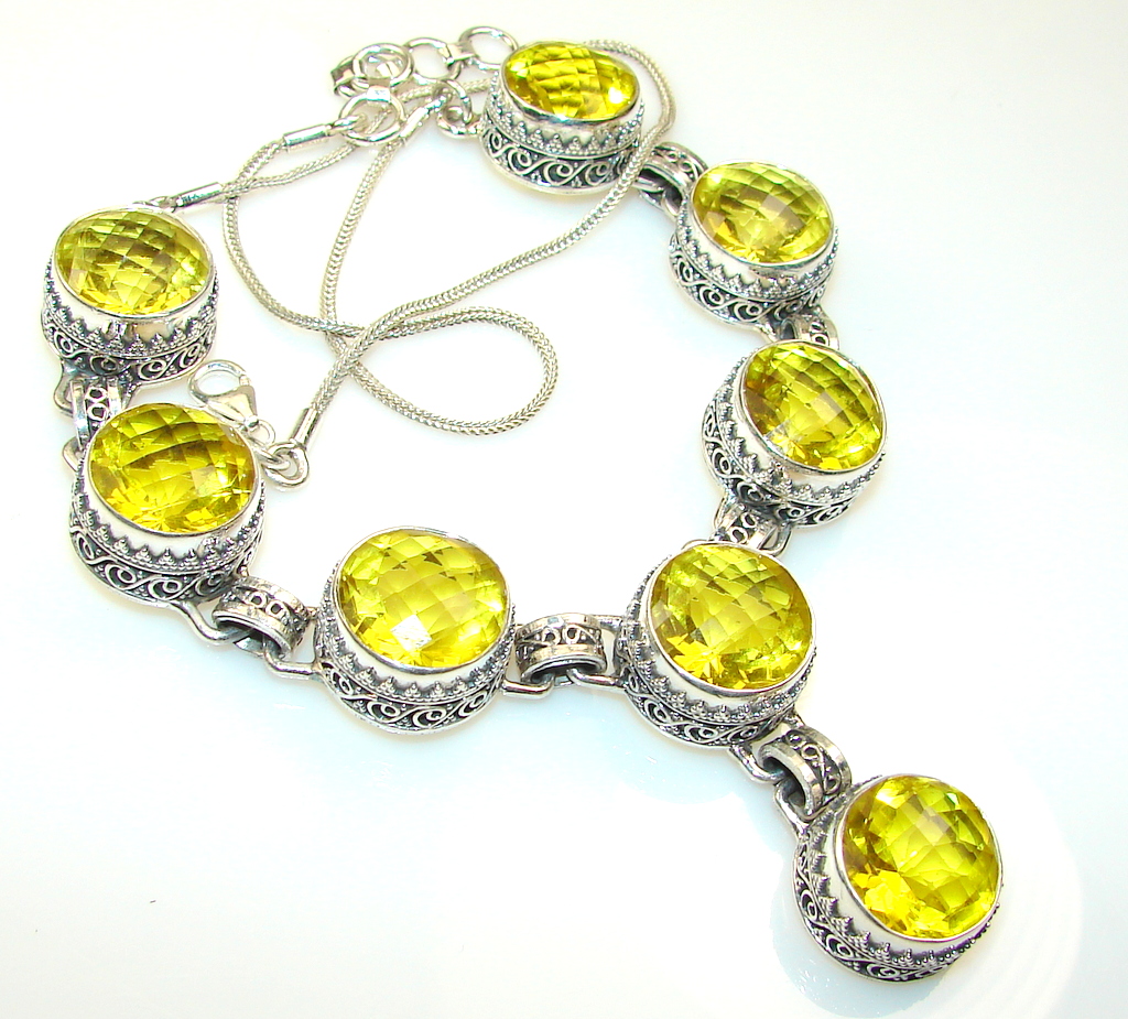 Bright Passion Citrine Quartz Sterling Silver necklace