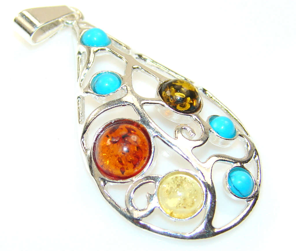Beautiful Polsh Amber Sterling Silver Pendant