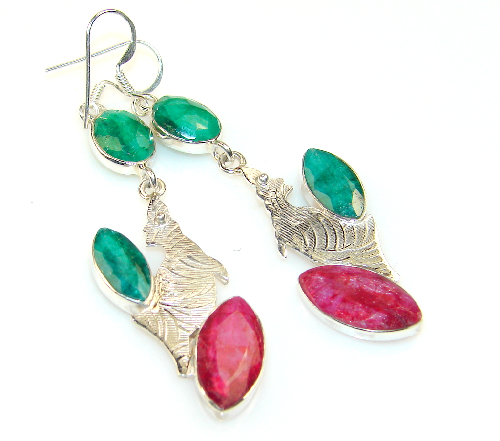 Excellent Emerald Sterling Silver earrings