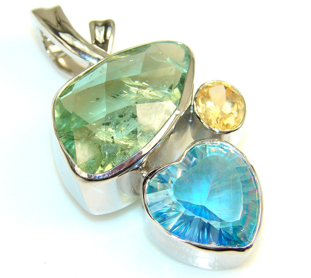 Big Impression Green Amethyst Sterling Silver Pendant