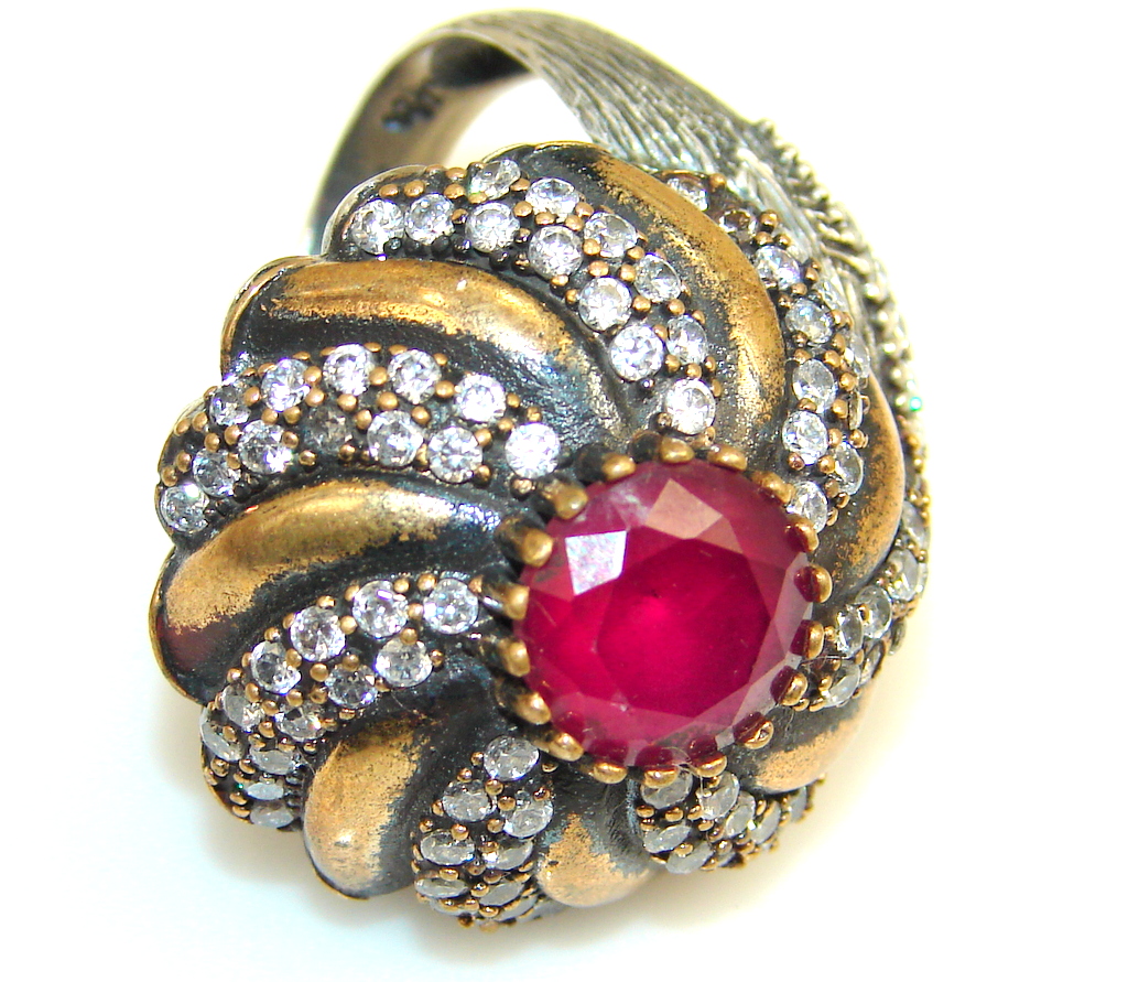 Vintage Style Crazy Energy Of Ruby Sterling Silver Ring s. 7