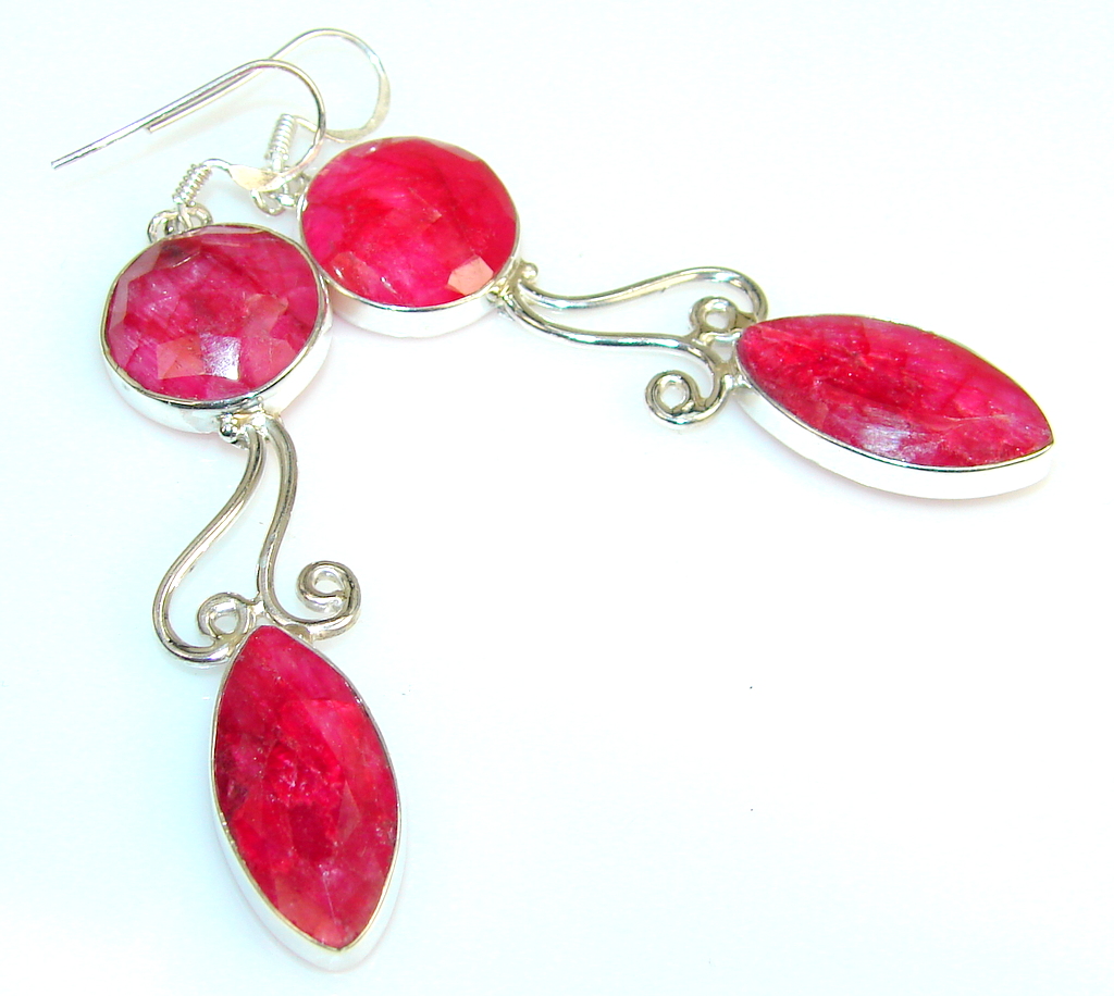 Hot Personality Of Ruby Sterling Silver earrings