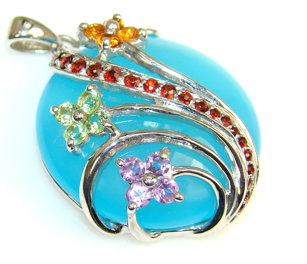 Passion Chalcedony Agate Sterling Silver Pendant