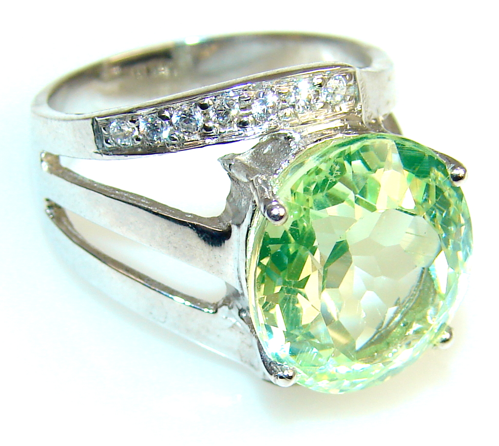 My Sweet Created Peridot Quartz Sterling Silver ring s. 7
