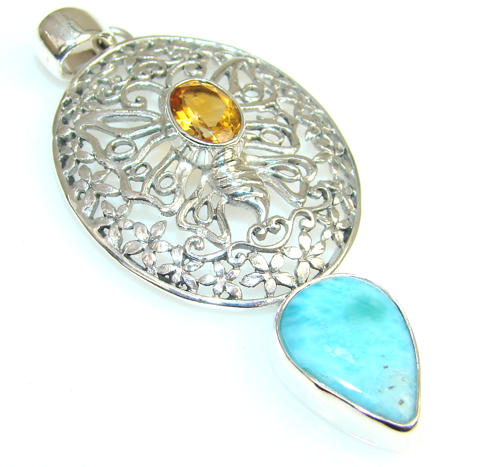 Azure Fruit Citrine Sterling Silver Pendant