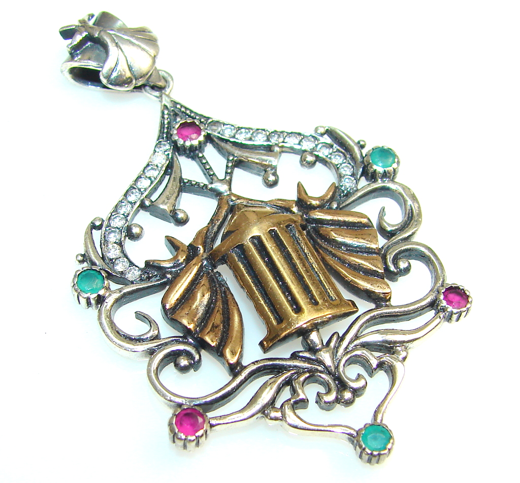Stylish Design Of Ruby Sterling Silver Pendant