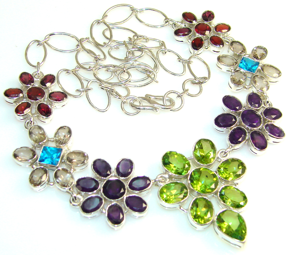 Fabulous Multicolor Quartz Sterling Silver Necklace