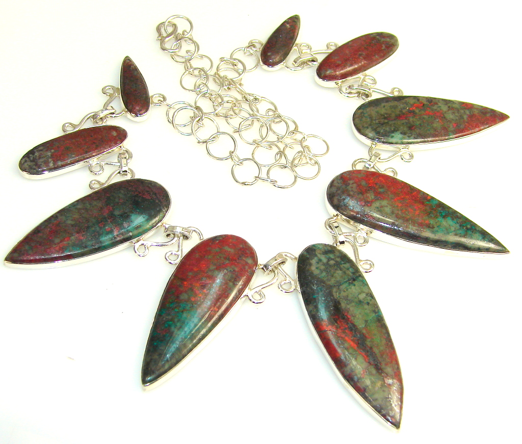 Special Moment!! Red Sonoram Jasper Sterling Silver Necklace