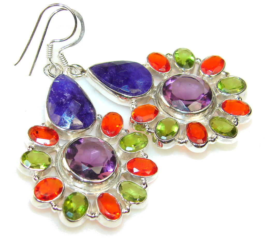Movment Blue Sapphire Sterling Silver earrings