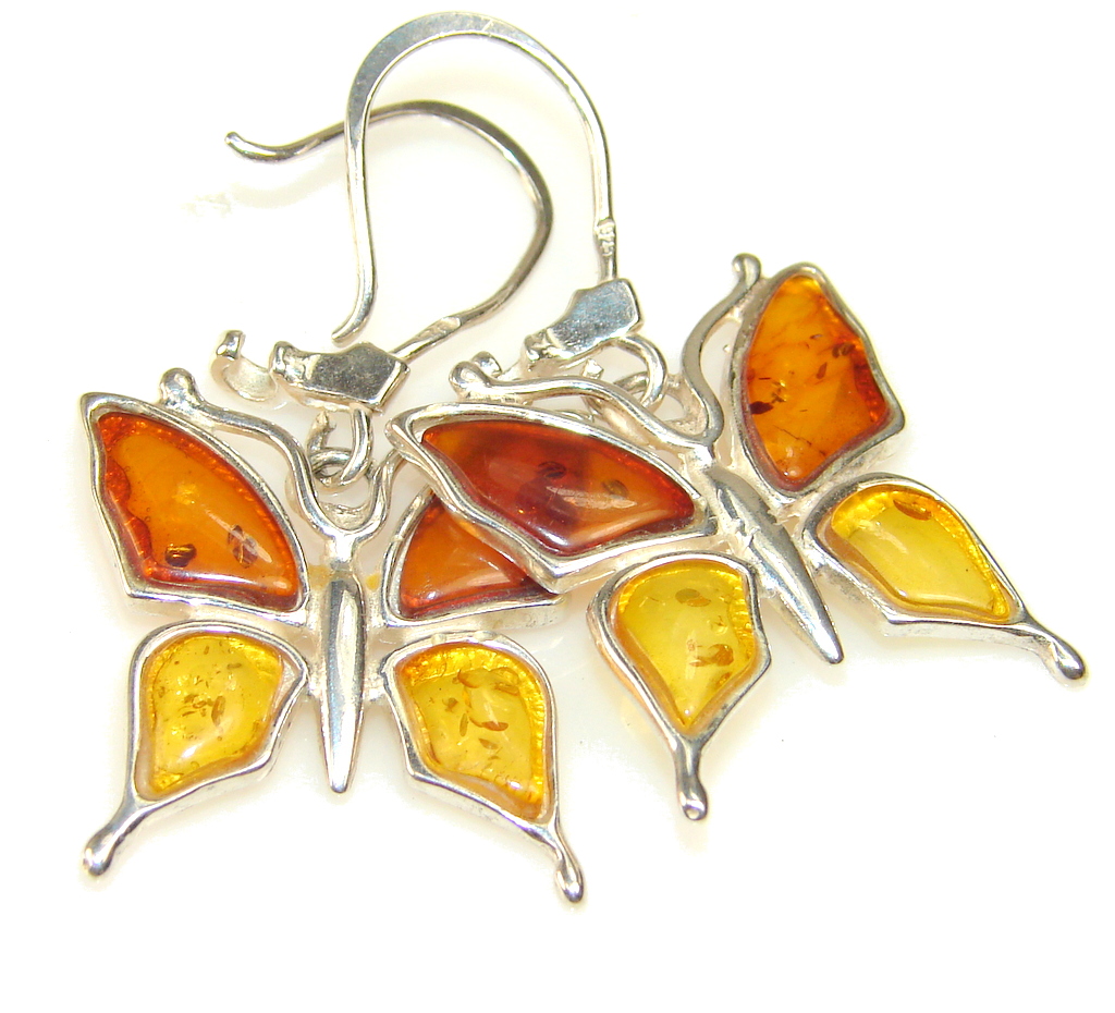 Beautiful Polish Amber Sterling Silver earrings