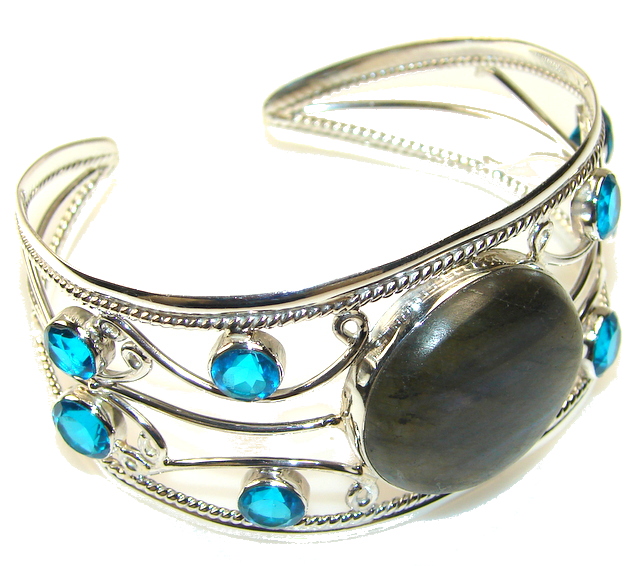 Beautiful Labradorite Sterling Silver Bracelet / Cuff