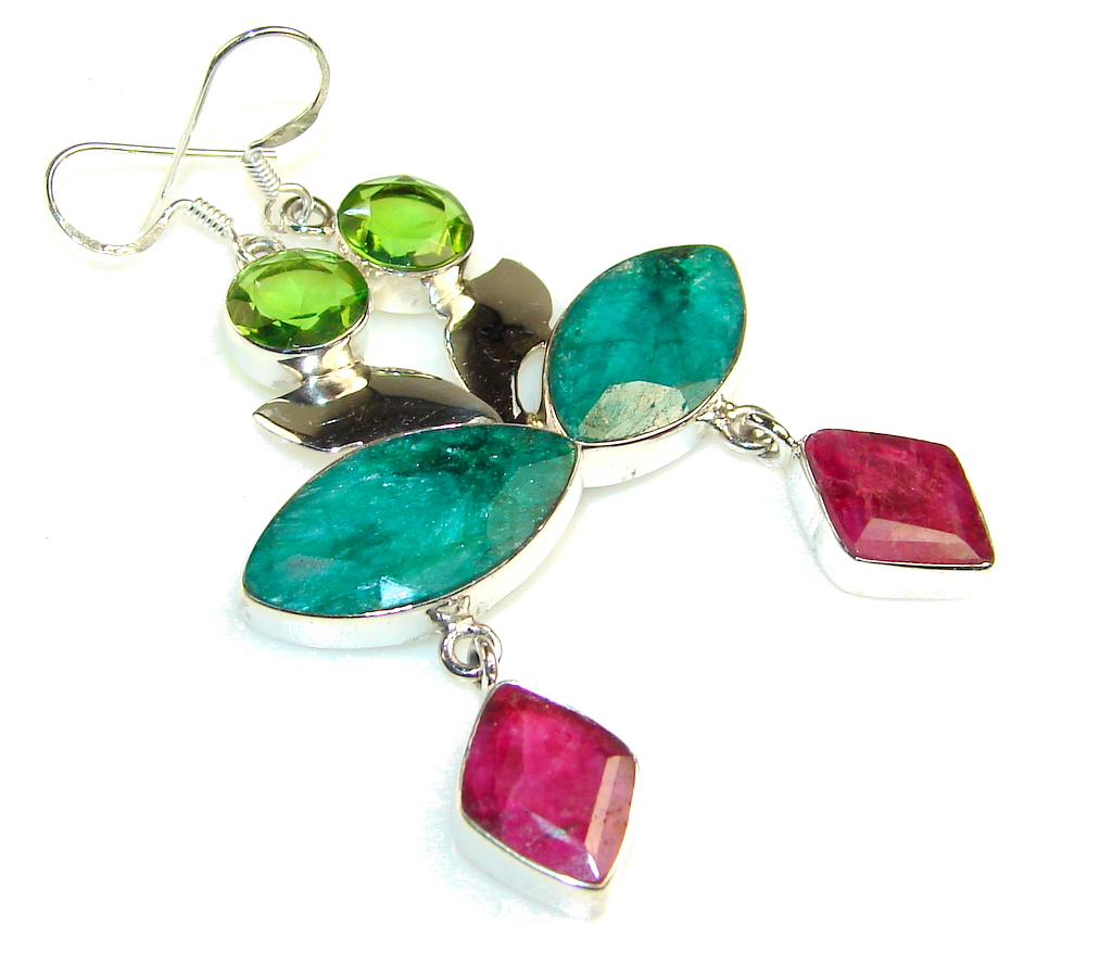 Angel Voice!! Emerald Sterling Silver earrings