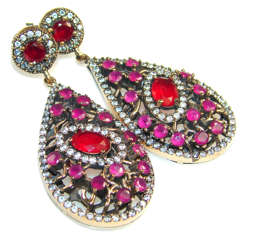 Hot Personality Of Ruby Sterling Silver earrings