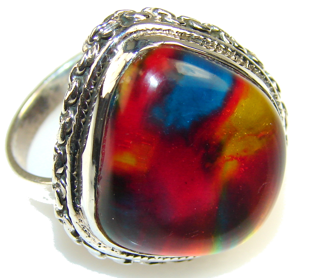 Excellent Dichroic Glass Sterling Silver ring s. 8