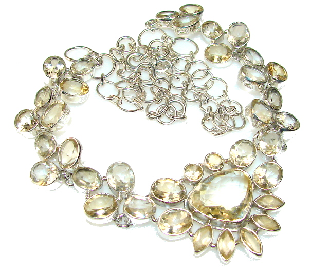 Ray Of Light!! Citrine Sterling Silver Necklace