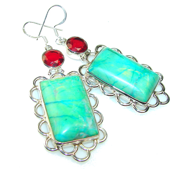 Beautiful Green Turquoise Sterling Silver earrings
