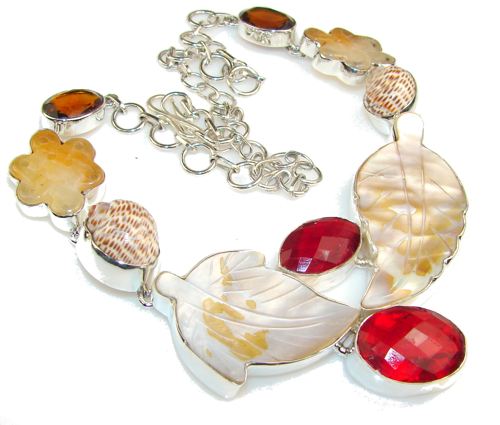 Unusal Style Of Red Quartz Sterling Silver necklace