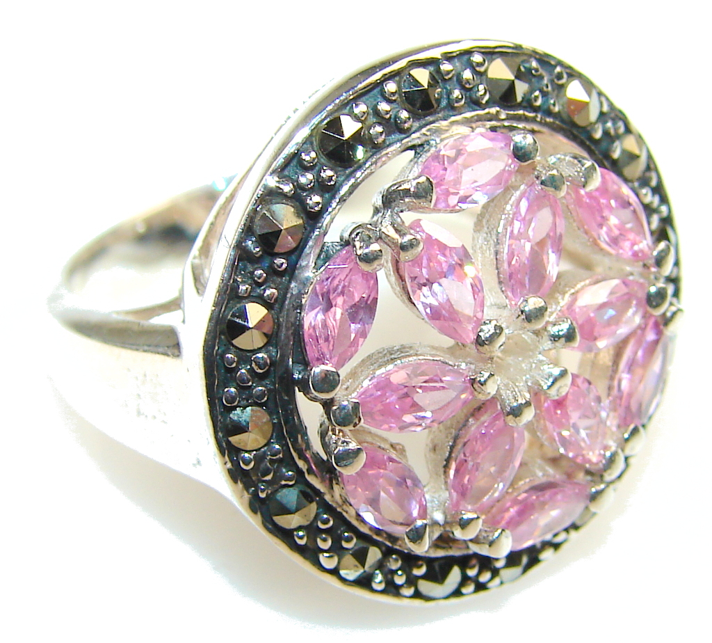 Beautiful Pink Topaz Sterling Silver ring; size. 8