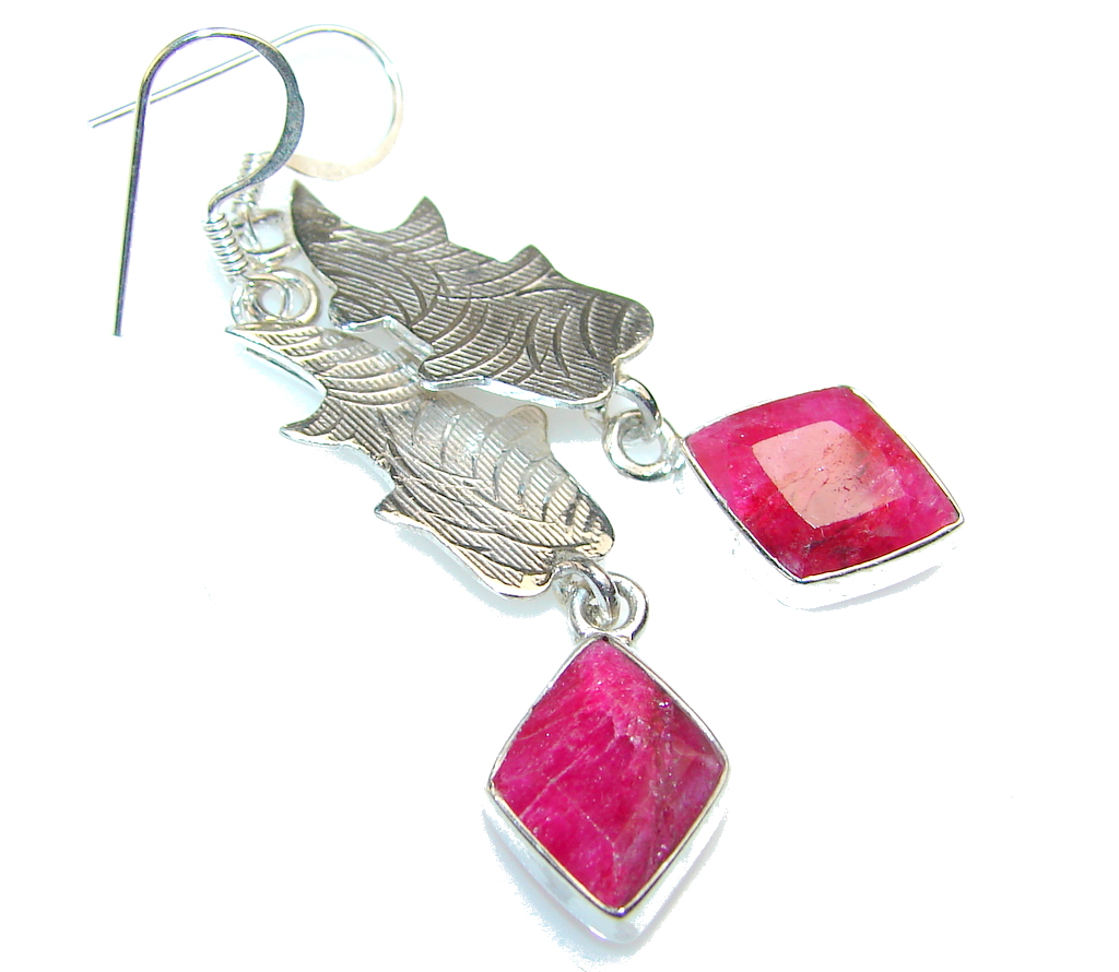 Excellent Design Of Ruby Sterling Silver earrings