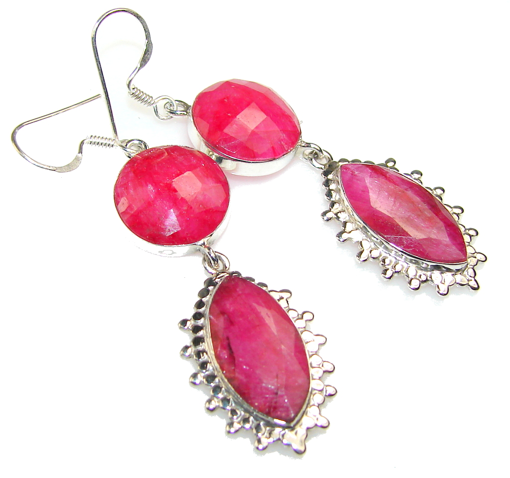 Sweet Pink Ruby Sterling Silver earrings