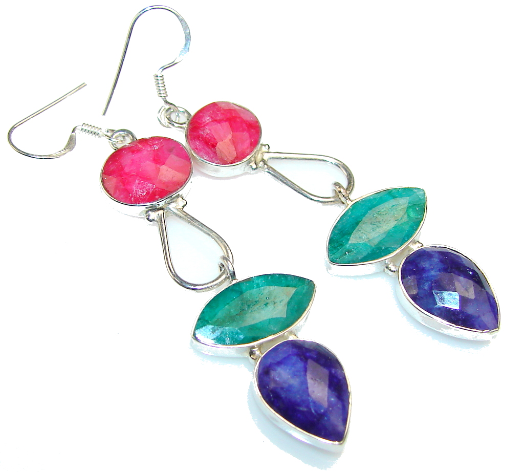 Dazzling Blue Sapphire Sterling Silver earrings