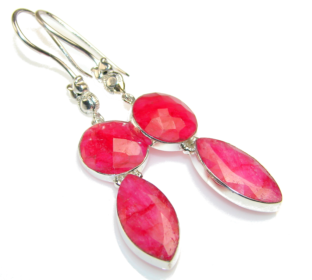 Delicate Pink Ruby Sterling Silver earrings