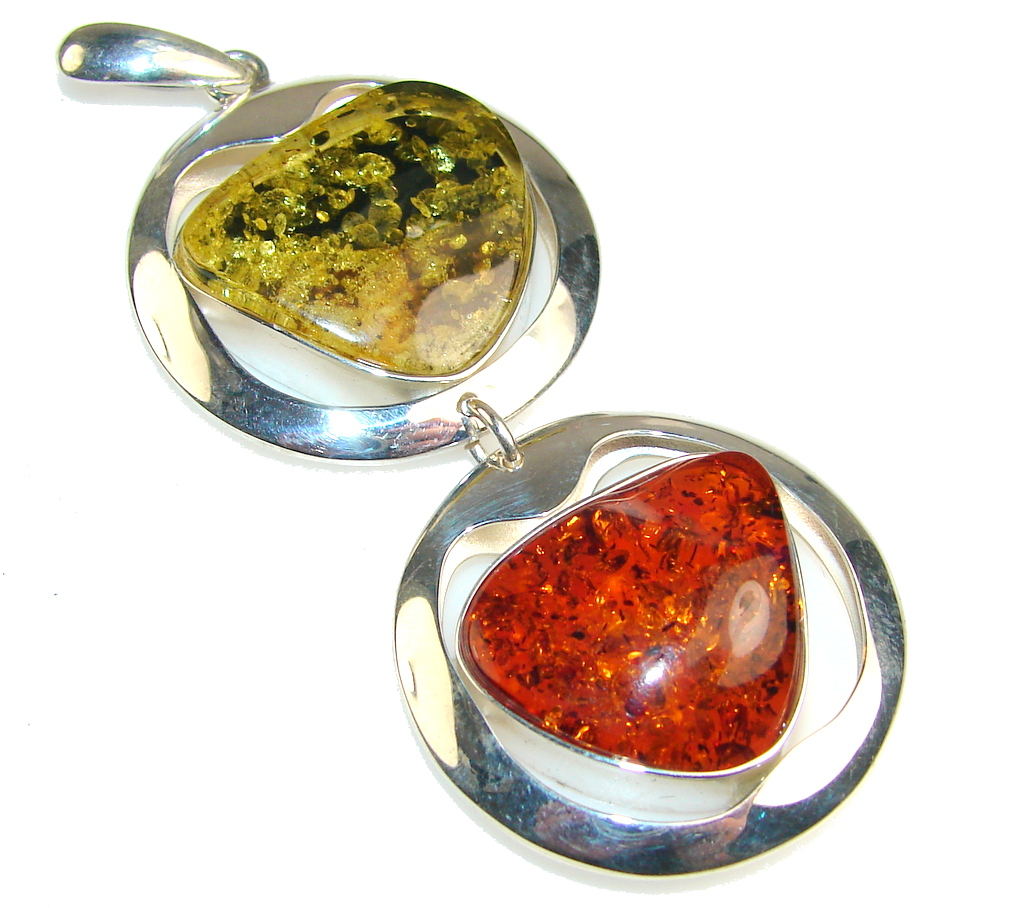 Briliance Polish Amber Sterling Silver Pendant