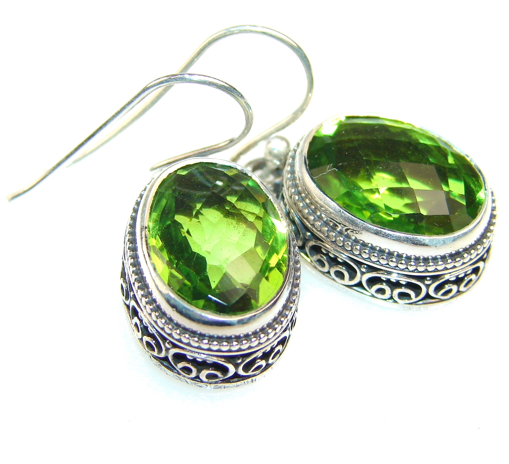 Fantastic Peridot Quartz Sterling Silver earrings