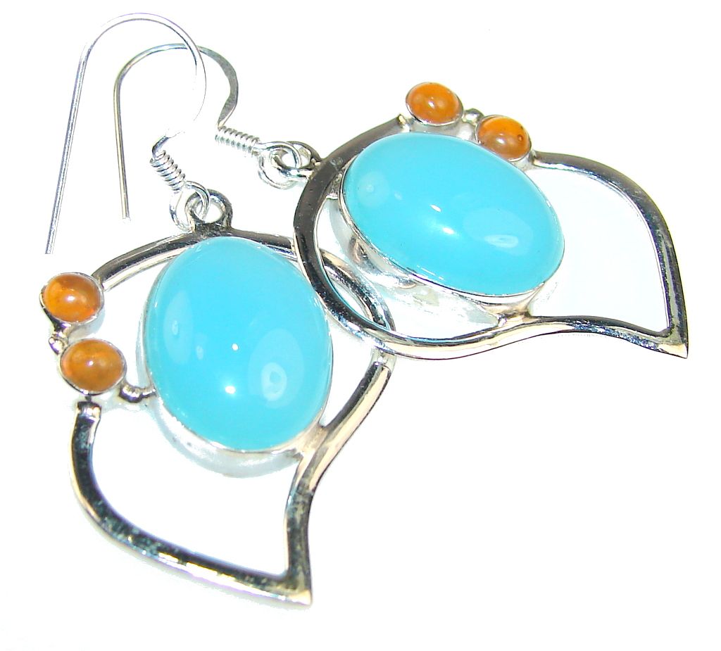 Aura Of Beauty!! Blue Aquamarine Sterling Silver Earrings