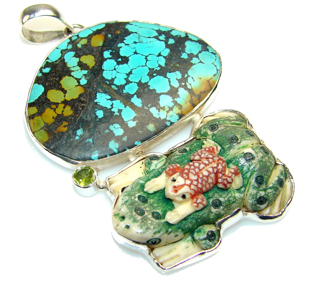 Big Design Turquoise Sterling Silver Pendant