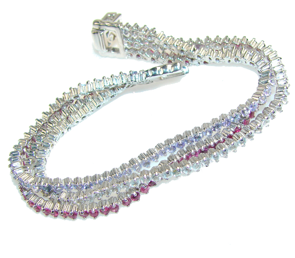 Awesome Light Tanzanite Quartz Sterling Silver Bracelet