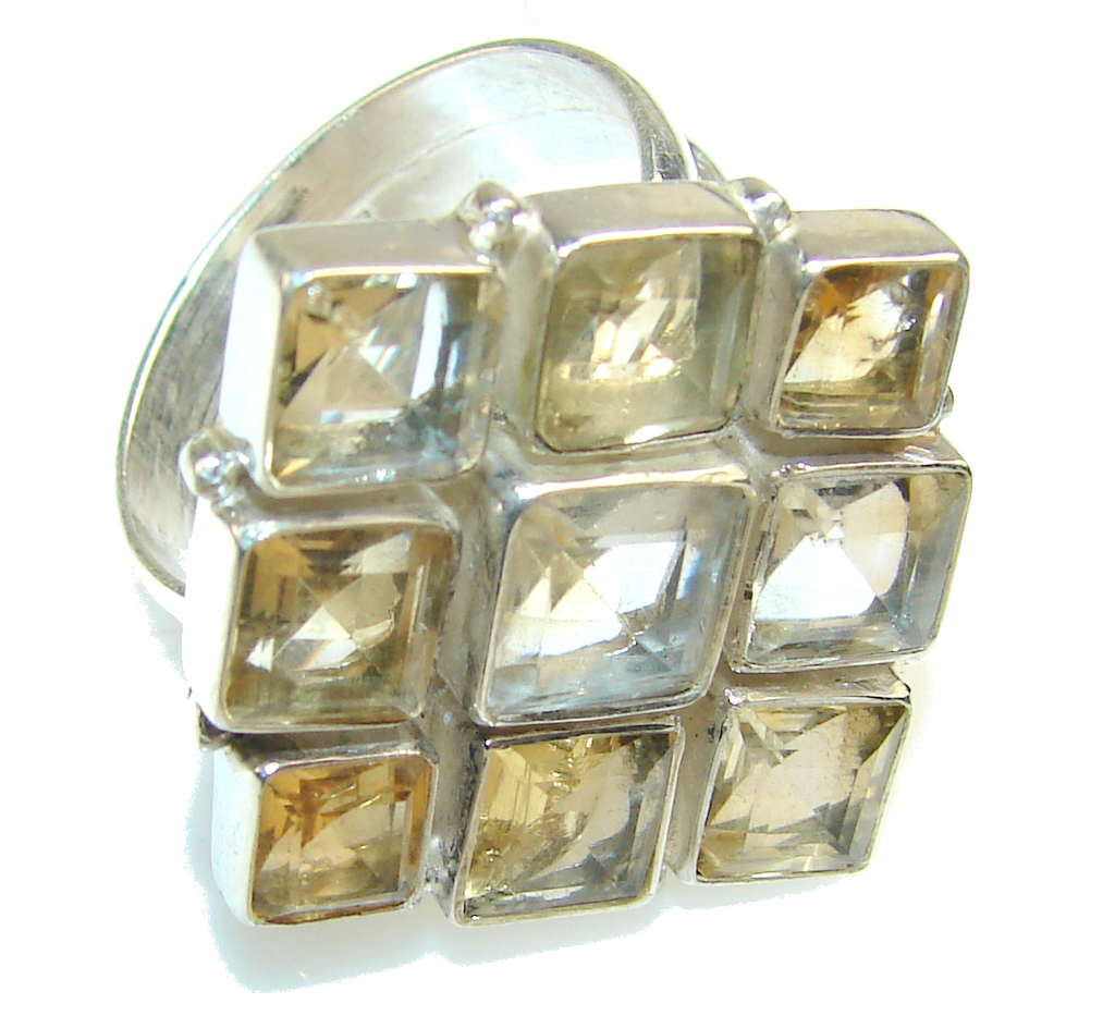Chennai Sun!! Citrine Quartz Sterling Silver Ring s. 10