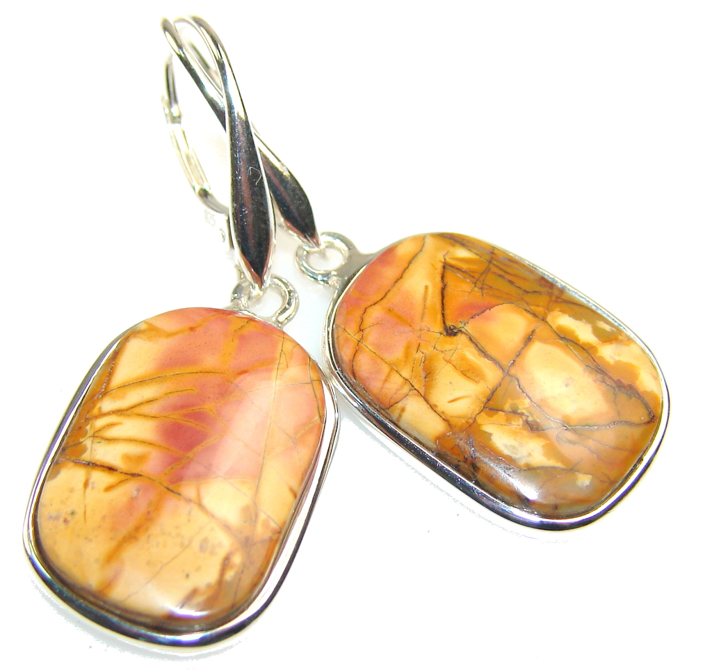 •CRESCENT COVE• red creek jasper + gold earrings