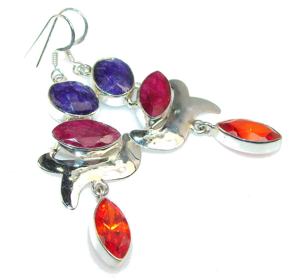 Party Time!! Pink Ruby Sterling Silver earrings