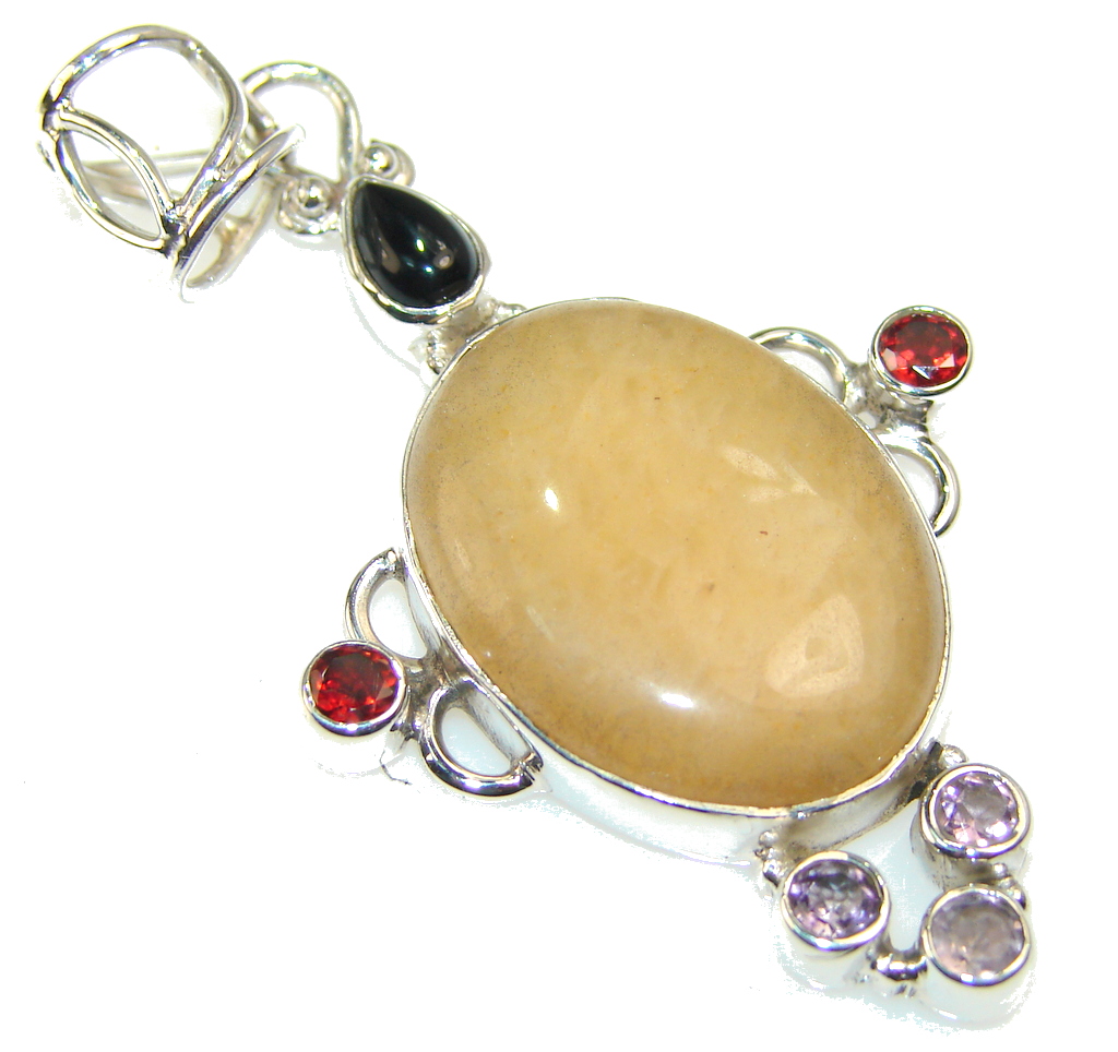 Stylish Honey Calcite Sterling Silver Pendant