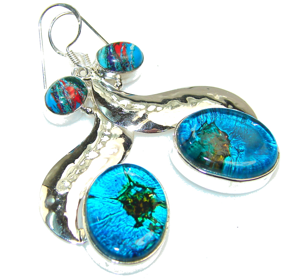 Excellent Dichroic Glass Sterling Silver earrings