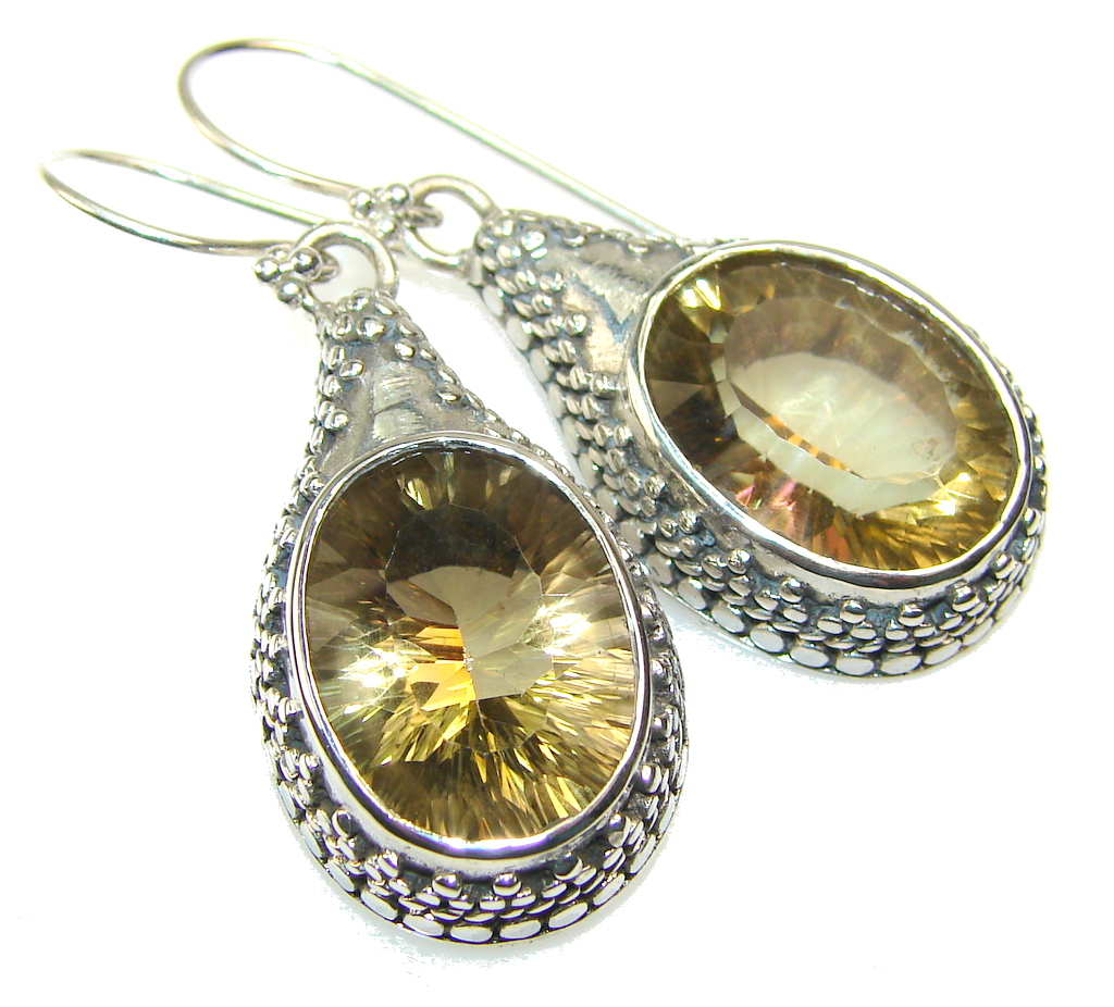 Natural Bali Design Beauty Citrine Sterling Silver Earrings