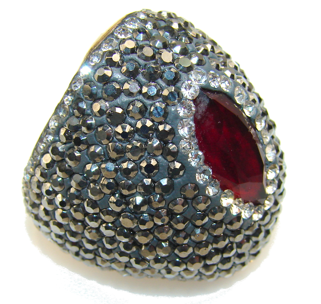 Gorgeous Design Of Red Ruby Sterling Silver Ring s. 8