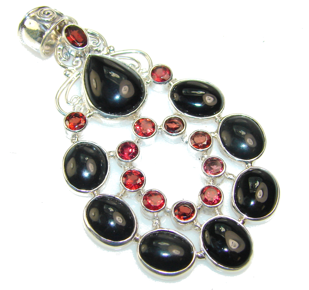 Awesome Black Onyx Sterling Silver Pendant