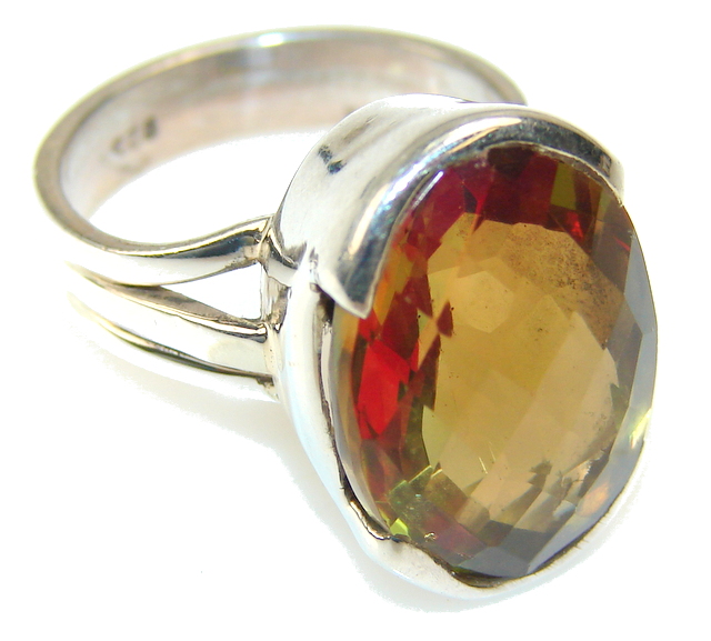 Awesome Color Changing Quartz Sterling Silver ring s. 7 1/4